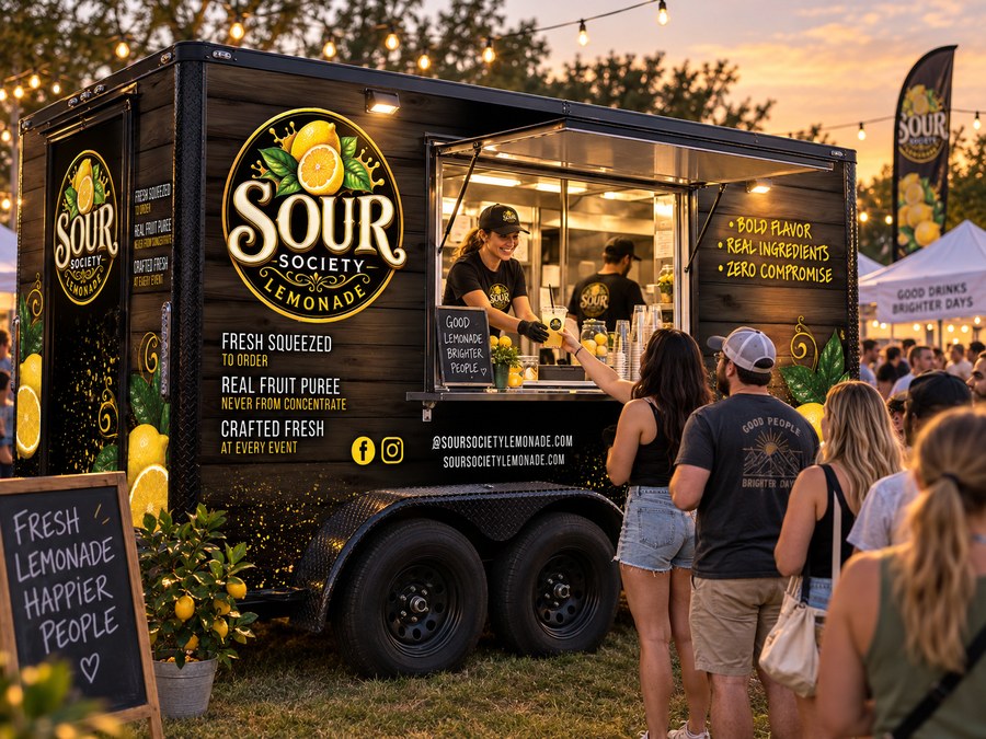 The Sour Society trailer serving guests at an event